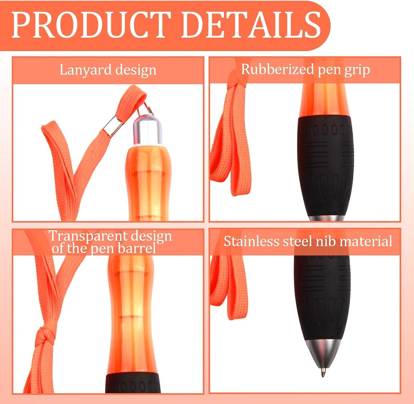 Cncedi 5 Pack Big Fat Heavy Weighted Pens Set, Large Wide Body Grip Ergonomic Ballpoint Pens with Hanging Rope, Multicoloured Ballpoint Fat Pen for Parkinson's Arthritis Essential Hand Tremors