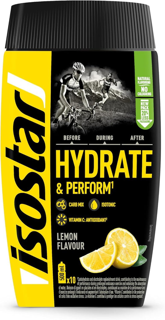 Isostad HYDRATE & PERFORM LEMON ISOTONIC DRINK POWDER with Selected Electrolytes and Carbohydrates, Ideal for Sports and Long Exercise, 400g