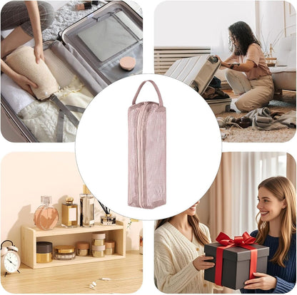 Borsa da viaggio, portatile per trucchi, piccola rete organizer con design leggero, compatto Storage, ideale per aeroporto, aereo, campeggio, spiaggia, palestra, 9.06 x 2.56 x 2.17 pollici, rosa, Se