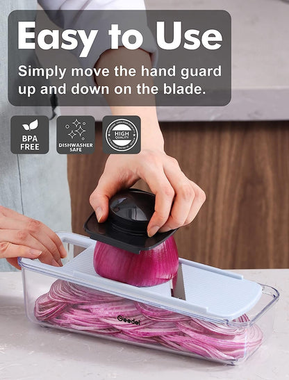 Geedel Mandoline Slicer for Kitchen, Potato Onion Slicer Vegetable Cutter, Cheese Grater Carrot Shredder Zucchini Julienner for Veggies, Cheese, Fruit, Salad