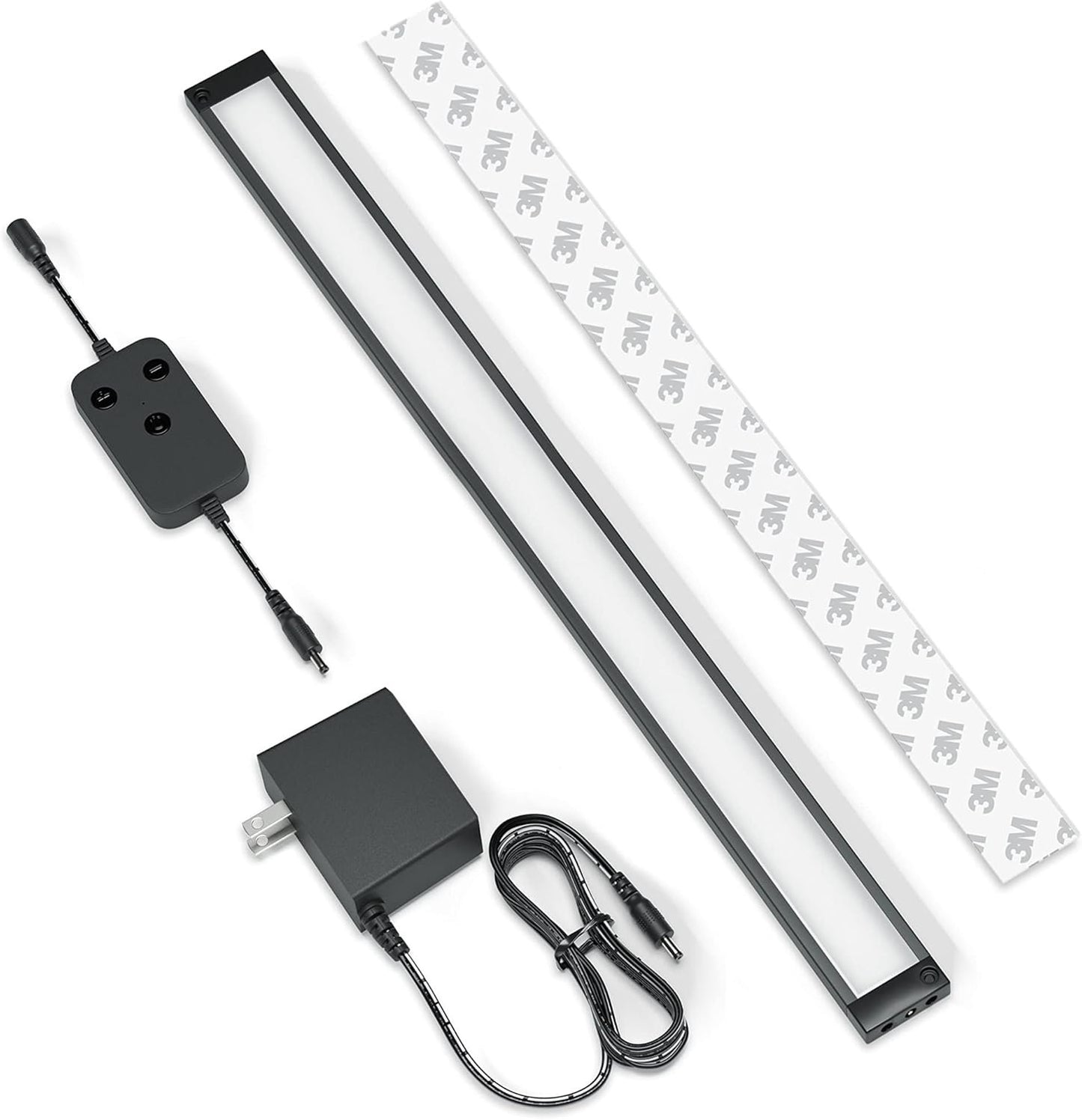 EShine 1 Pack 20 inch Black Smart Dimmable LED Under Cabinet Lighting Kit Compatible with Alexa, Google - Light Color Warm White (3000K)