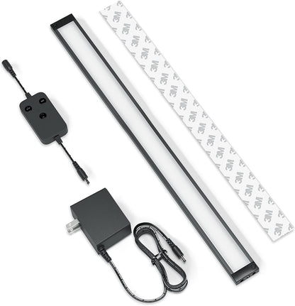 EShine 1 Pack 20 inch Black Smart Dimmable LED Under Cabinet Lighting Kit Compatible with Alexa, Google - Light Color Warm White (3000K)