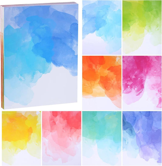 120 Pieces Watercolor Stationery Paper Letter Writing Paper 8.3 x 11 Inch Decorative Printer Stationery Sheets Double Sided Paper for Students Adults Office Writing School Supplies