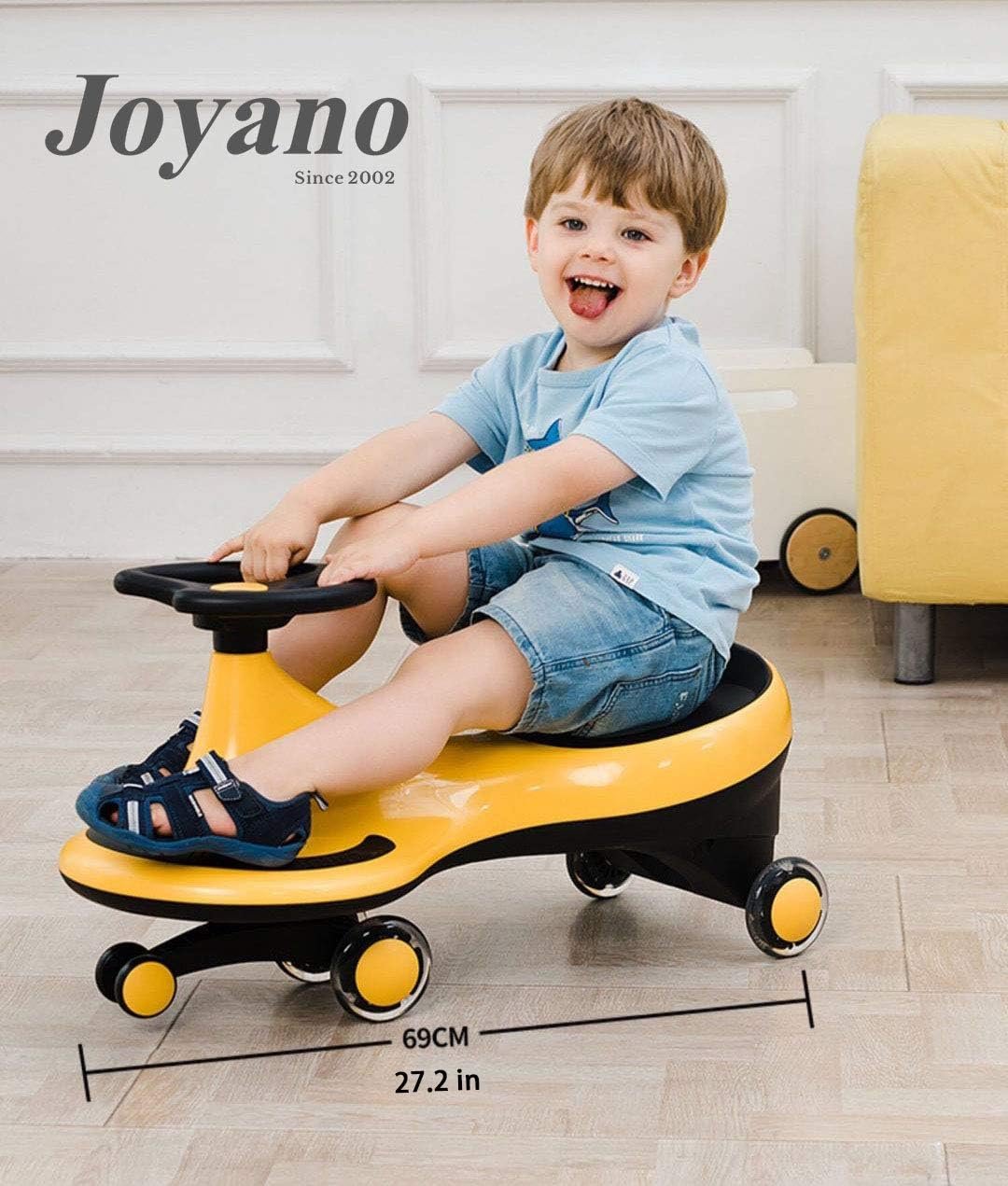 Joyano Swing Car, LED Flashing Wheels, Ride on Wiggle Car Boys and Girls, No Batteries, Gears or Pedals, Twist, Turn, Wiggle Movement to Steer, for Toddlers, Kids 3 Yrs and UP, 50kg/110lb (Blue)