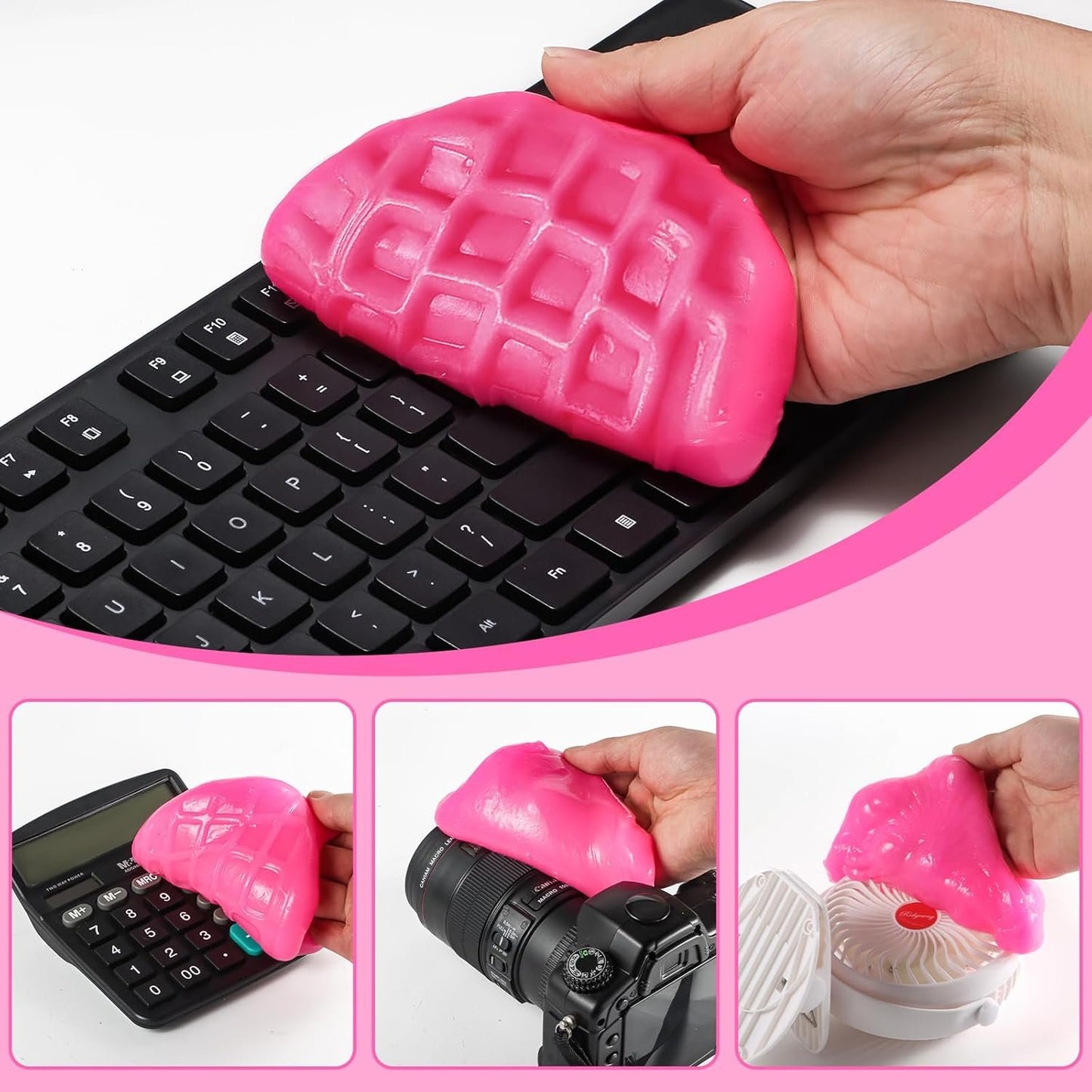 vioview 4 Pack Car Cleaning Gel, Pink Car Cleaning Putty, Universal Auto Detailing Tools Car Slime for Air Vent, Dashboard and Keyboard, Auto Accessories for Women