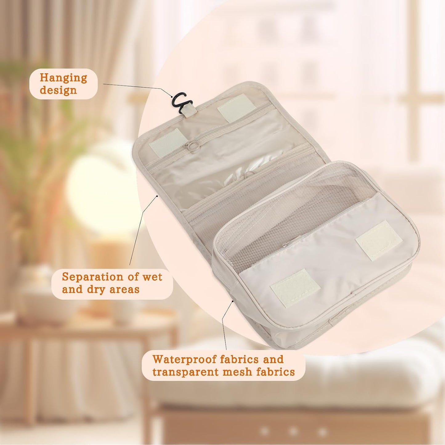 Space Saving Suitcase Organizer 8 Pieces - Packing Cubes for Travel, Suitcase Organizer with Clothes, Shoes and Cosmetics Bags - Useful Accessories Suitcase Organizer Set (Beige)