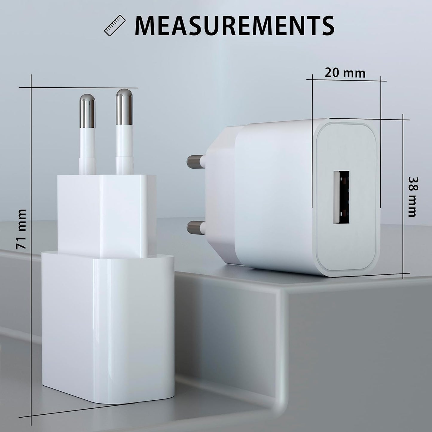 MyGadget 2x USB Wall Charger - Universal Charger (1A / 5V) - Portable Battery Charger and Compatible with Samsung/Huawei - White
