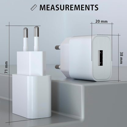 MyGadget 2x USB Wall Charger - Universal Charger (1A / 5V) - Portable Battery Charger and Compatible with Samsung/Huawei - White