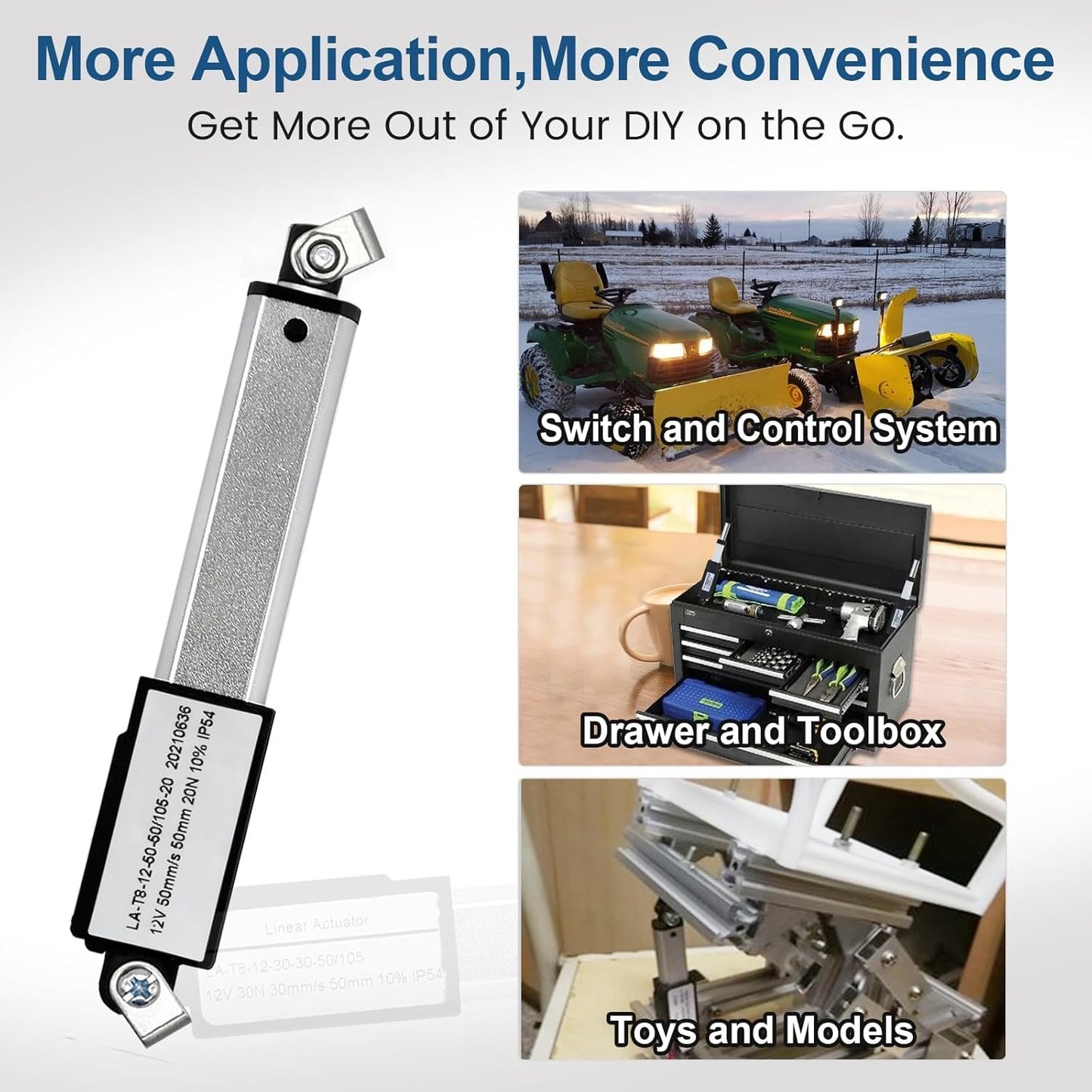 DC HOUSE Mini Electric Linear Actuator Stroke 0.8"–Force 4.5 lbs–12V | High-Speed 1.97"/sec–Weight 0.1KG Ideal for Intelligent Range Hood, Fan Blades, Cabinets, Robotics, Home Automation…