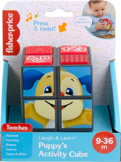 Fisher-Price Baby Learning Toy with Lights Music and Fine Motor Activities, Laugh & Learn Puppyâ€™s Activity Cube UK English Versionâ€‹â€‹