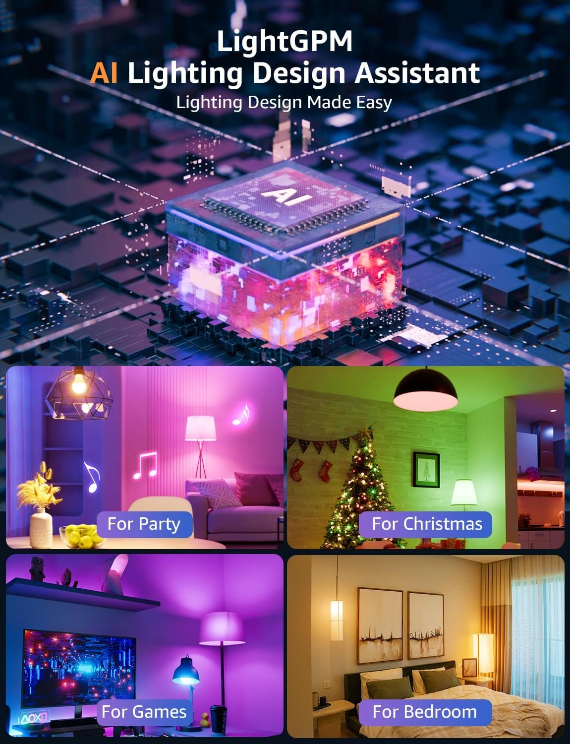 Lepro B2 AI Smart Light Bulbs, 1100LM WiFi & Bluetooth RGBWW Color Changing Light Bulb, Works with Alexa & Google Assistant, AI Voice Control, Music Sync, Via Lepro App, A19 75W Smart Bulbs, 2 Pack
