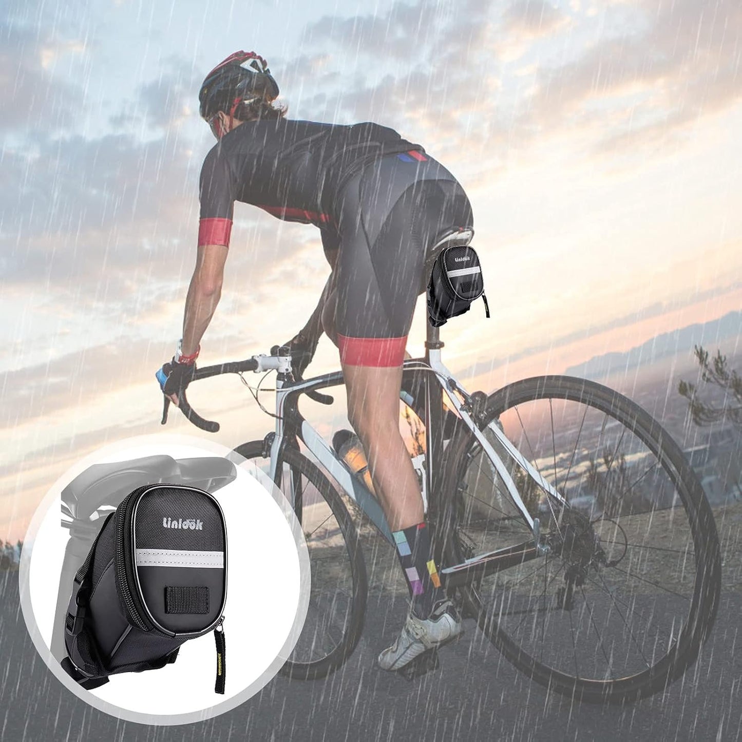 Bike Repair Tool Kit - Bike Saddle Bag and Emergency Tool Repair Set with 16 in 1 Multi-Tool Bicycle Pump, Tire Lever, Glueless Tires, Used for Mountain and Road Bike