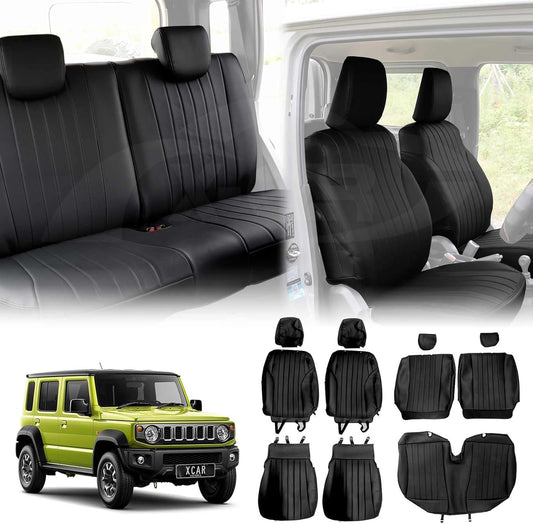 X-CAR Seat Covers Full Set for Suzuki Jimny XL 5-Door 2023-2025 Black Premium Vintage PU Leather Interior Accessories