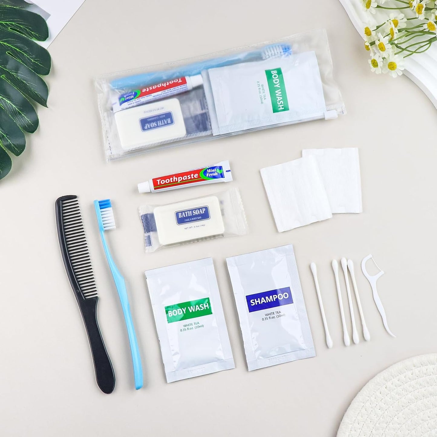 Pack of 10 Basic Toiletry Kits, Hygiene Kit Bulk, Individually Packed, Homeless Care Package Supplies Travel Size Toiletry Kit for Men Women Charity Reusable Toiletry Bag