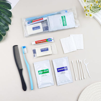 Pack of 10 Basic Toiletry Kits, Hygiene Kit Bulk, Individually Packed, Homeless Care Package Supplies Travel Size Toiletry Kit for Men Women Charity Reusable Toiletry Bag