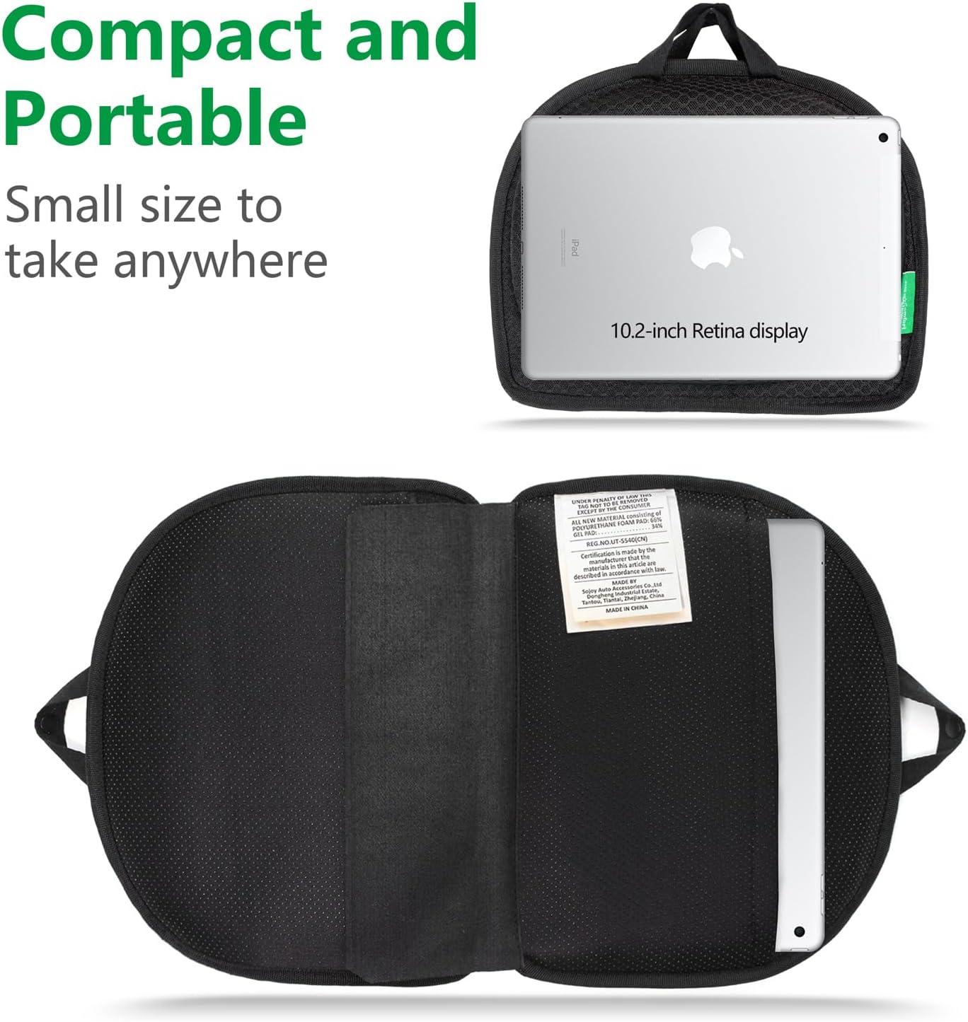 IHEALTHCOMFORT Small Travel Seat Cushion,Portable and Foldable Gel Memory Foam Cushion,Multi-Functional Supportive Firm Butt Pillow,for Long Sitting Driving Trip
