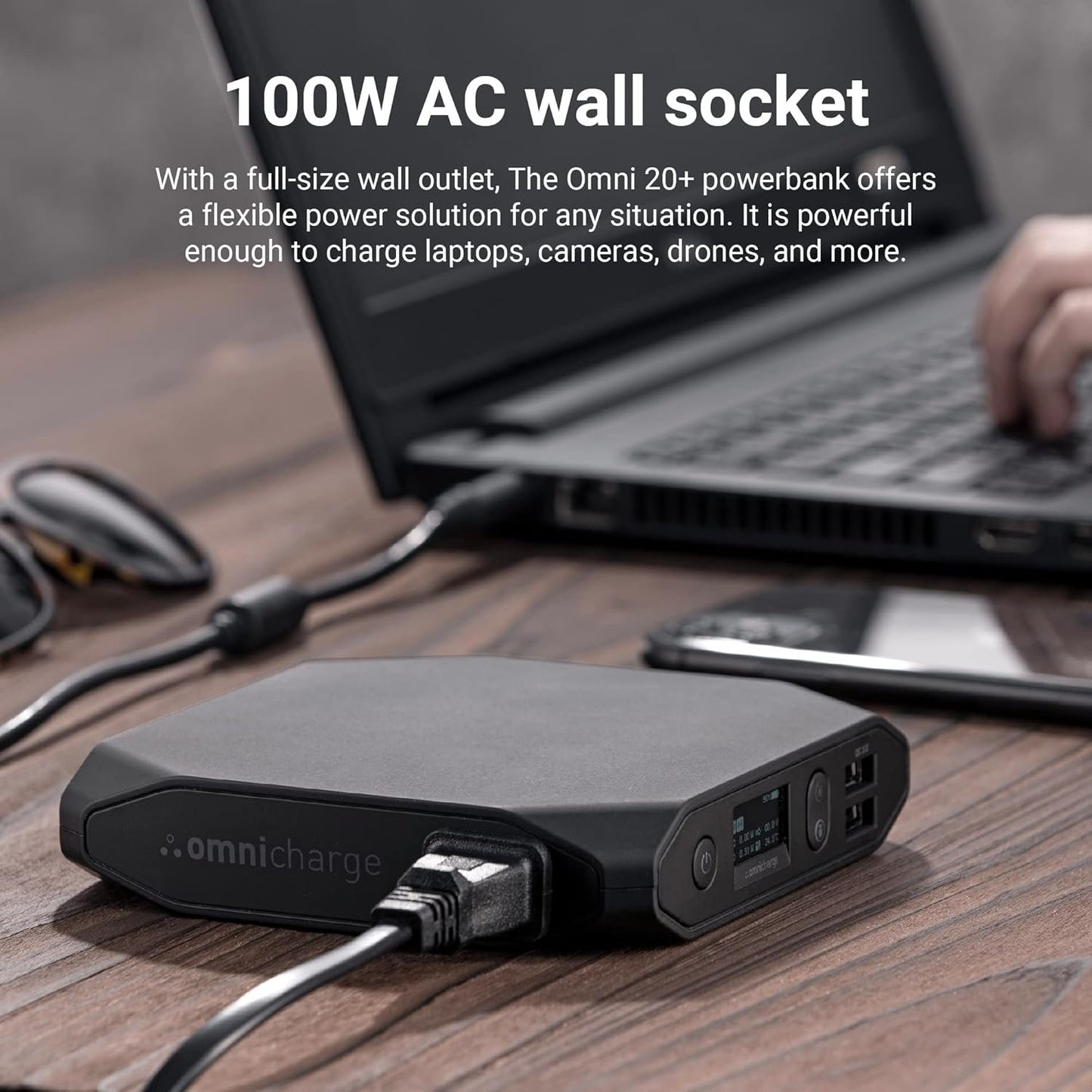 Omni 20+ 20000mah AC/DC/USB-C/Wireless Power Bank | High Powered Battery Backup for Laptops:MacBook Pro/iPad Pro/Dell/Surface | Cameras:Canon/Nikon/DSLR/DJI Drones | Smart Devices:iPhone/Samsung