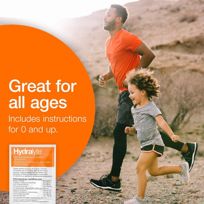 Hydralyte Orange Flavoured Electrolyte Packets, Hydration Powder Sweetened with Sucralose, 20 Servings