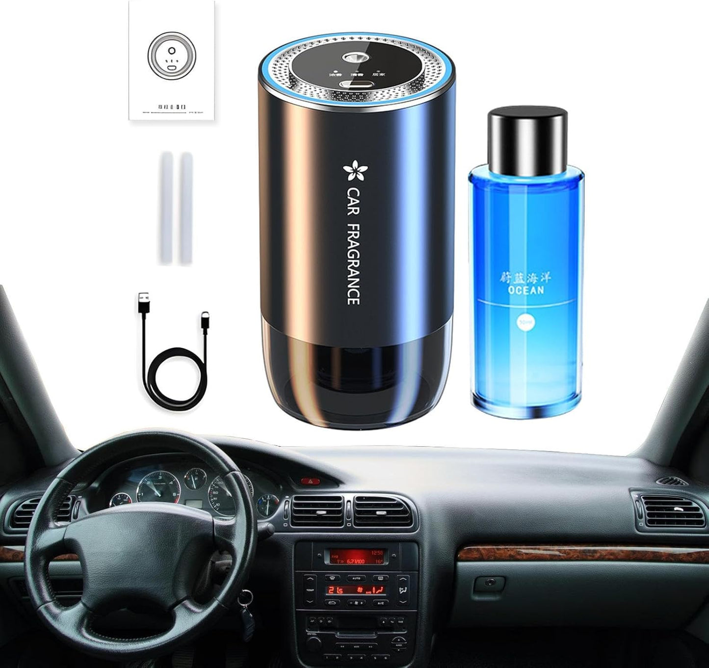 Gmokluytw Car Air Freshener, 50ml Intelligent Control Car Aromatherapy Diffuser, Car Fragrance Diffuser, Auto Air Freshener Diffuser, Oil Diffuser Atomizer for Home and Car