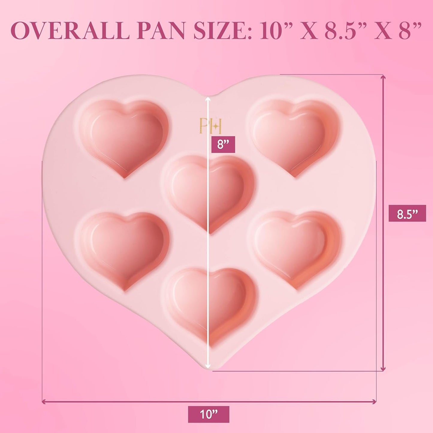 Paris Hilton Heart Silicone Cake Pan, Nonstick Heart Shaped Mold, Oven Safe Bakeware for Cakes, Brownies, and Desserts, 6-Cup, Pink