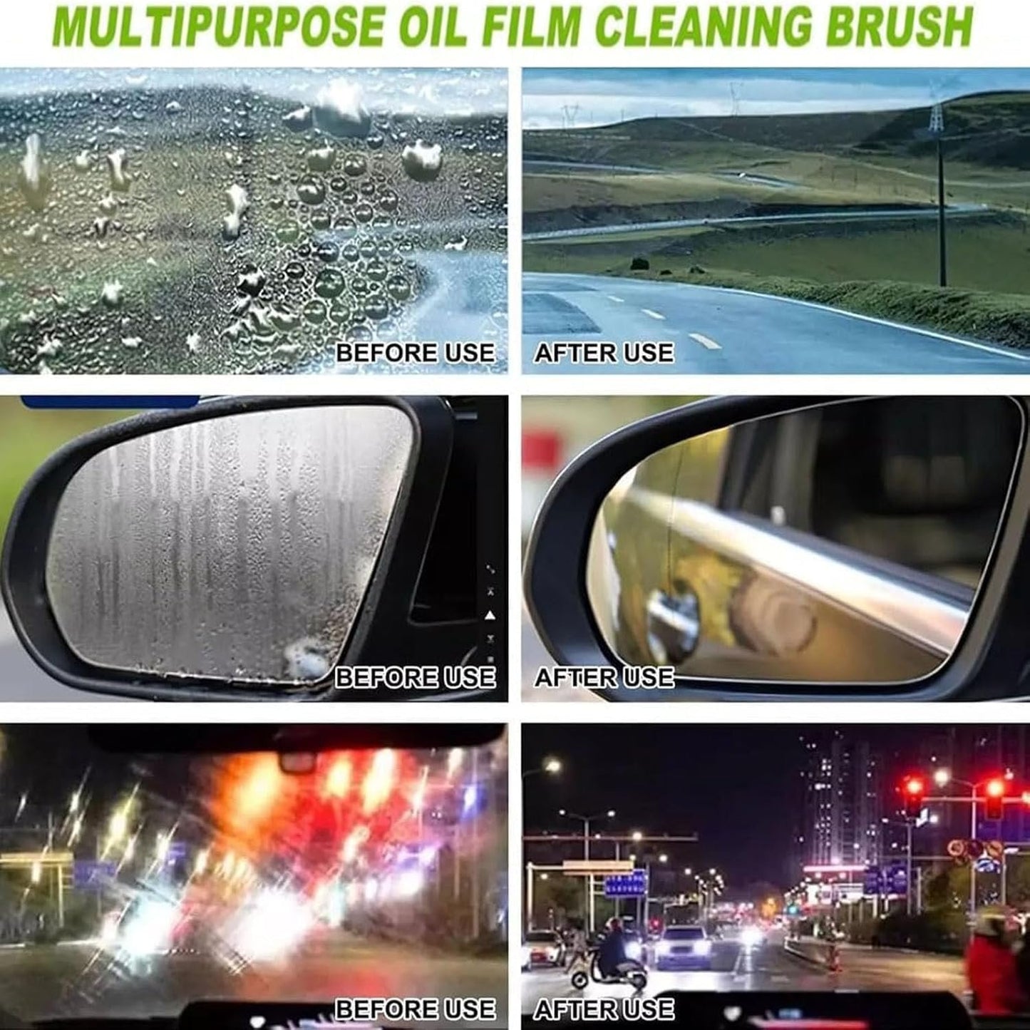 Oil-Free Car Glass Brushes, Upgrade 2.0 Clear Vision Glass Cleaner, Oil Film Cleaning Brush for Automotive Windows, Automotive Film Cleaning Brushs Tool, Wipe Board with Refills (1, Red)