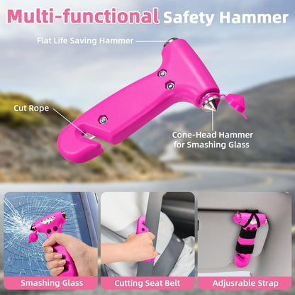 VEIYIE Roadside Emergency Car Kit for Vehicles, Pink Car First Aid Kit Emergency Kit with Jumper Cables, Car Safety Kits, Tow Strap, Tool Kit, Road Trip Assistance for Men, Women, New Driver Gifts