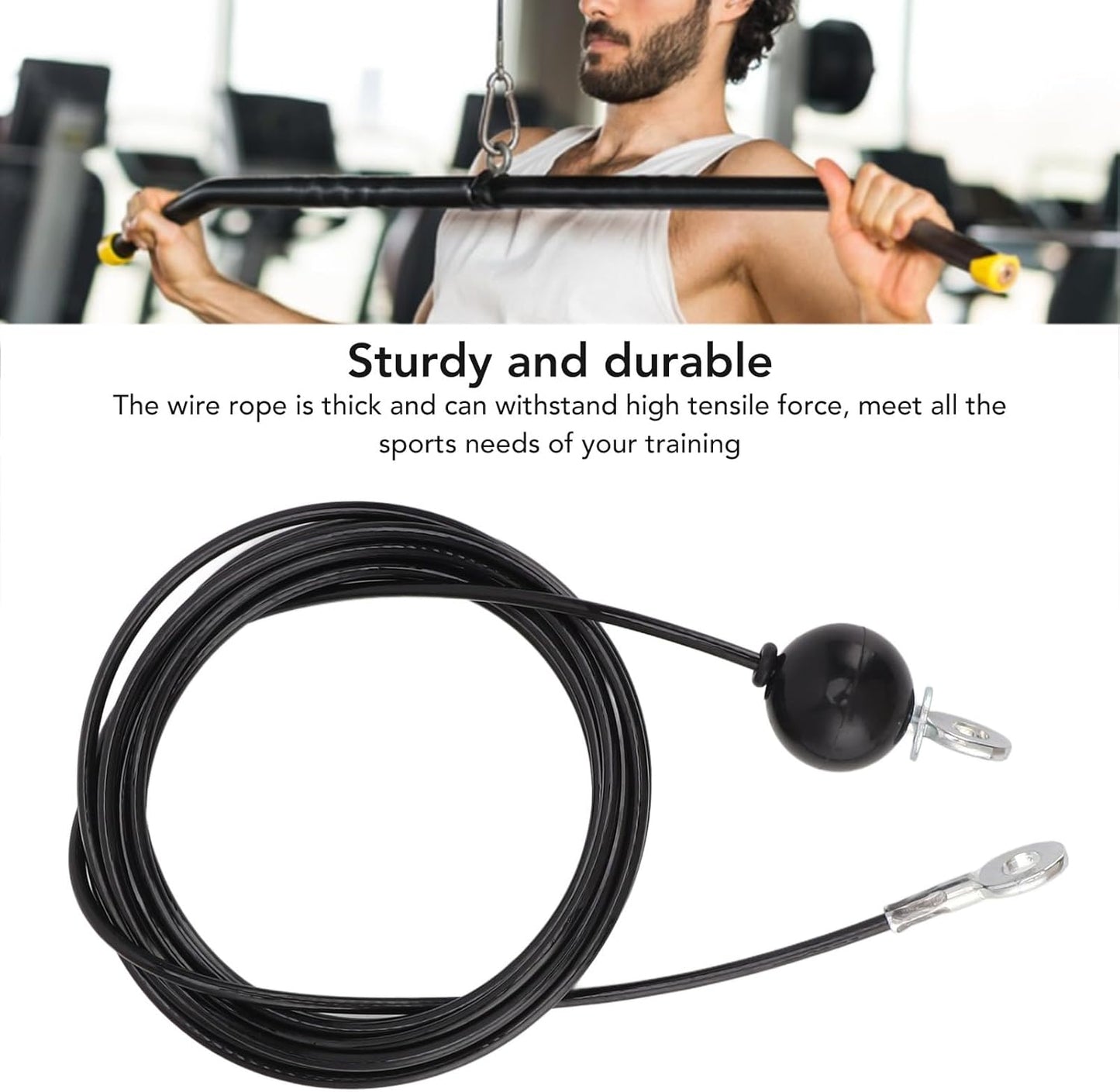 Fitness Pulley Cable, Heavy Duty Steel Wire Rope for Home Gym Cable Pulley Machine Accessories, Home Gym Cable Pulley System Replacement Fitness Cable