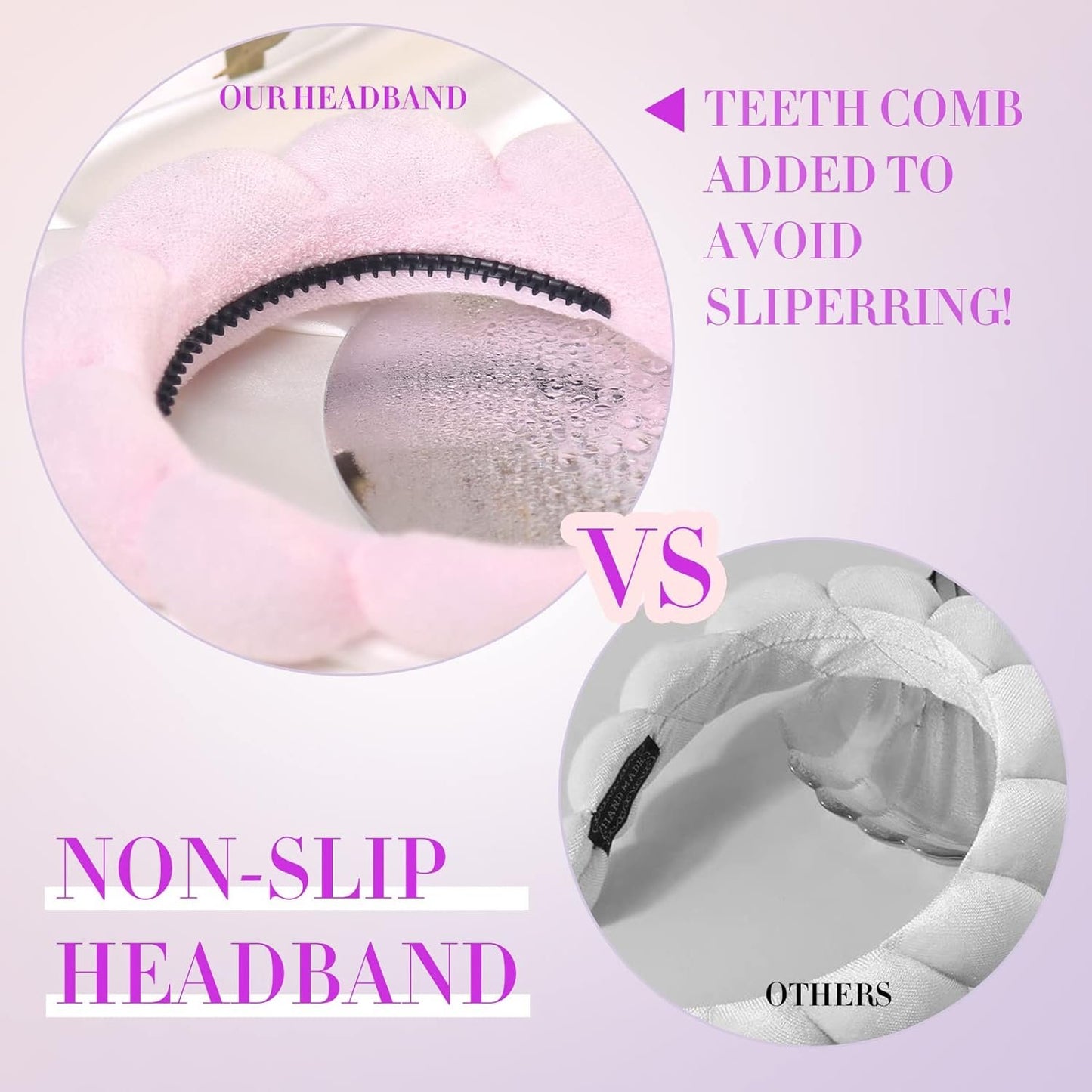 BESTOOL Skin Care Headband for Washing Face,Non-slip Face Wash Headband Sponge Terry Towel Cloth Fabric Bubble Makeup Skincare Headbands for Women Makeup Removal Spa Shower Hair Accessories(Pink)