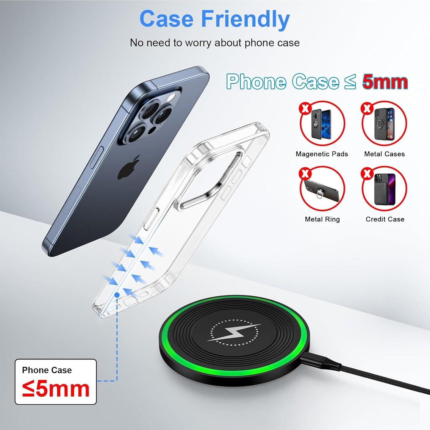 Pixel 9 Pro Wireless Charger, Fast Wireless Charging Pad for Google Pixel 9a/9 Pro/9Pro XL/9Pro Fold/8/8Pro/7/7Pro/6/6 Pro/5, Wireless Charger Android for Samsung S25 Ultra/Z Flip6/ Fold 6, iPhone 16