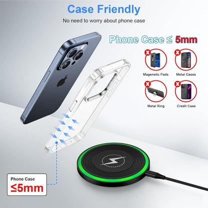 Pixel 9 Pro Wireless Charger, Fast Wireless Charging Pad for Google Pixel 9a/9 Pro/9Pro XL/9Pro Fold/8/8Pro/7/7Pro/6/6 Pro/5, Wireless Charger Android for Samsung S25 Ultra/Z Flip6/ Fold 6, iPhone 16