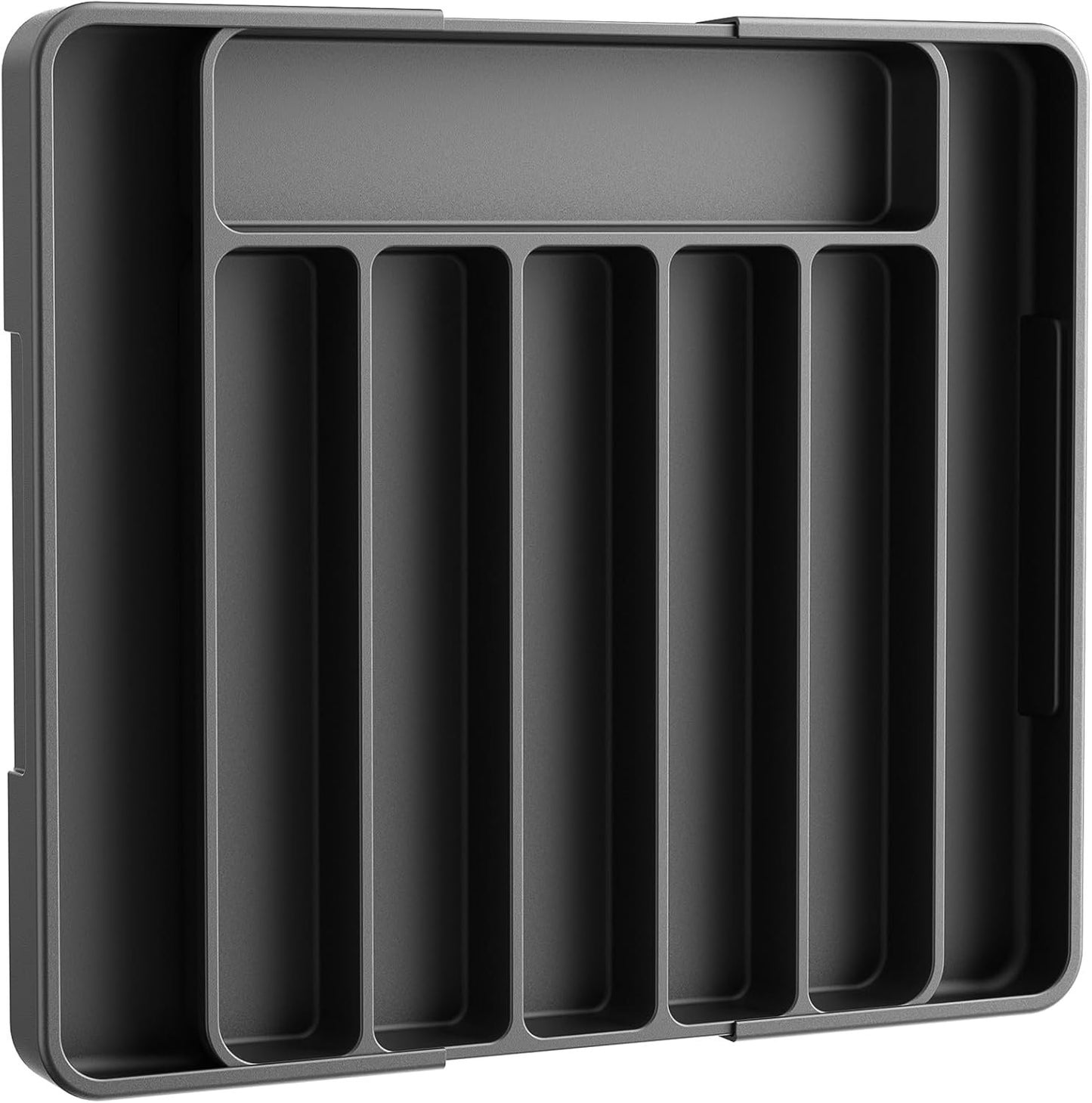Kitsure Large Cutlery Organizer - Adjustable Silverware Utensil Drawer Organizer for Easy Access, Versatile Kitchen Organizer and Storage Solution 34.8 × 3.9 × 27.8~50.0 cm, Black