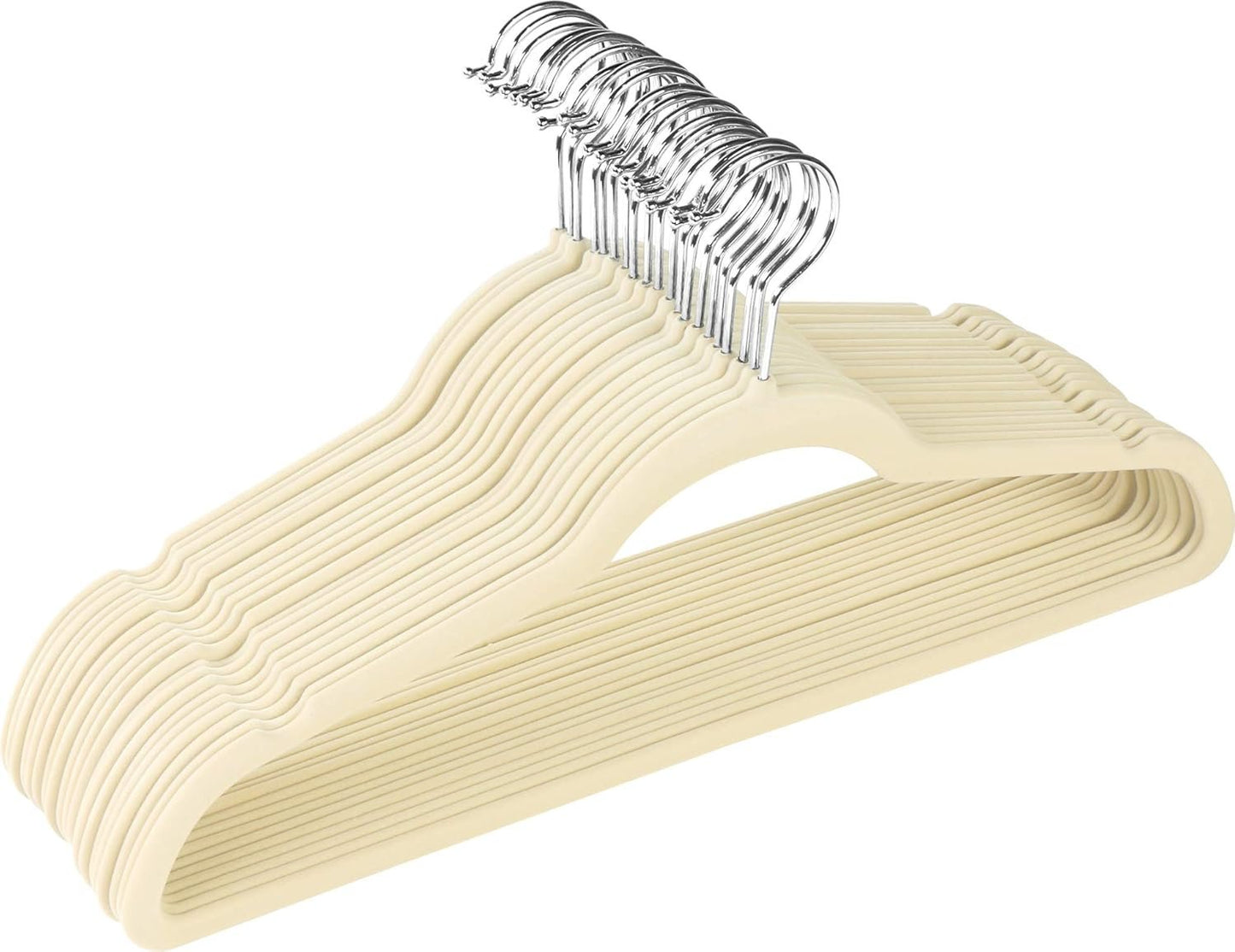 Utopia Home Pack of 50 Premium Non Slip Velvet Hangers - 360-degree rotatable Hook - Durable & Slim Coat -Pant Hangers - Ivory