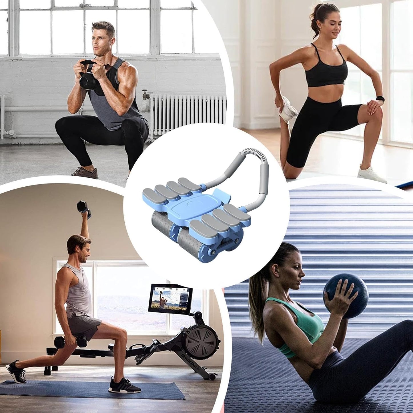 Abs Roller Wheel, Core Strength Exercise Equipment, Abdominal Workout Trainer, Athlete Training Gear for Home, Gym Men, Women, Teens, Adults 16.54 x 14.17 x 9.45 Inch
