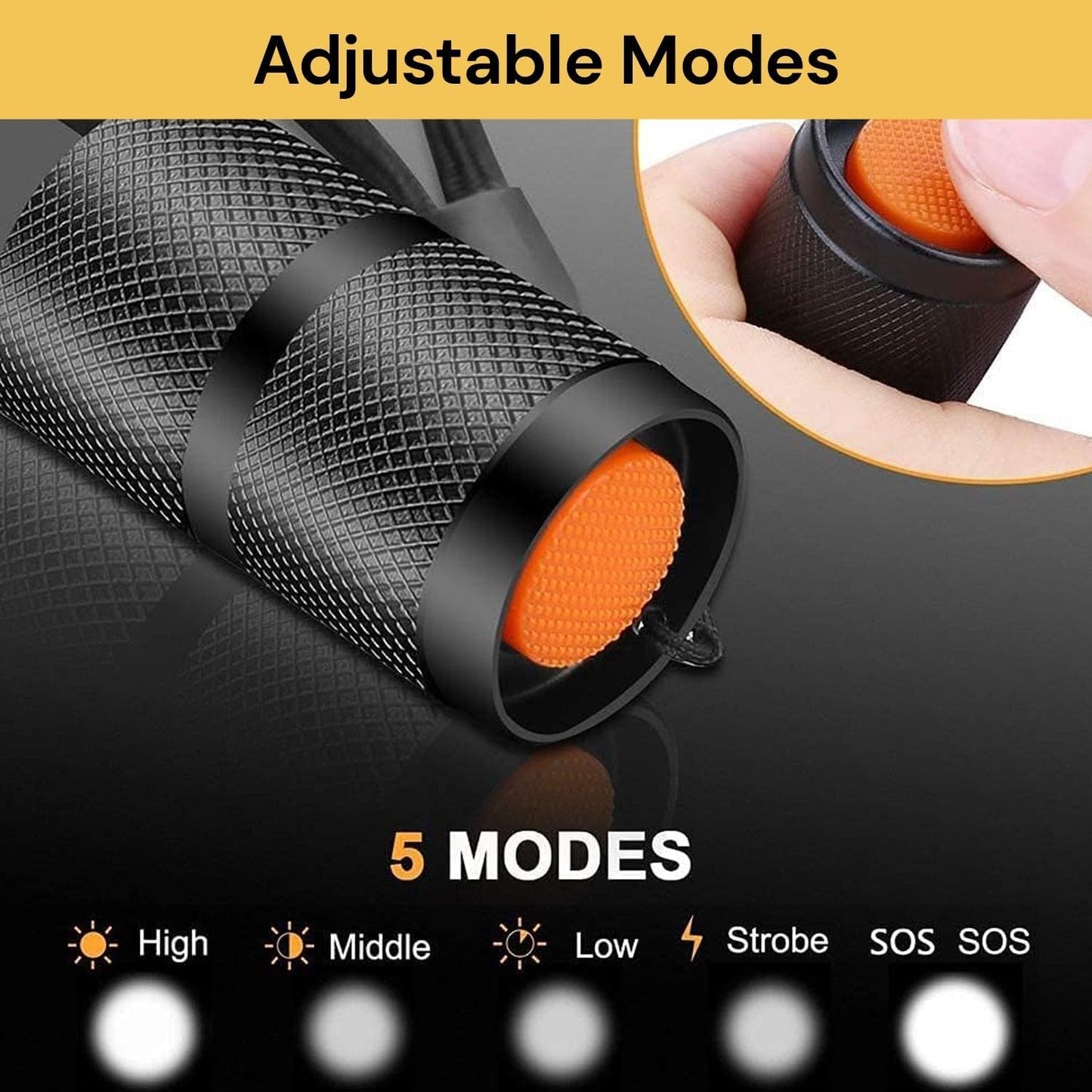 EZONEDEAL Rechargeable Flashlights High Lumens, Bright Led Torch Flash Light XML T6, Tactical Flashlight Zoomable 5 Lighting Mode Handheld Torches, Rechargeable Torch Light for Outdoor Indoor Camping