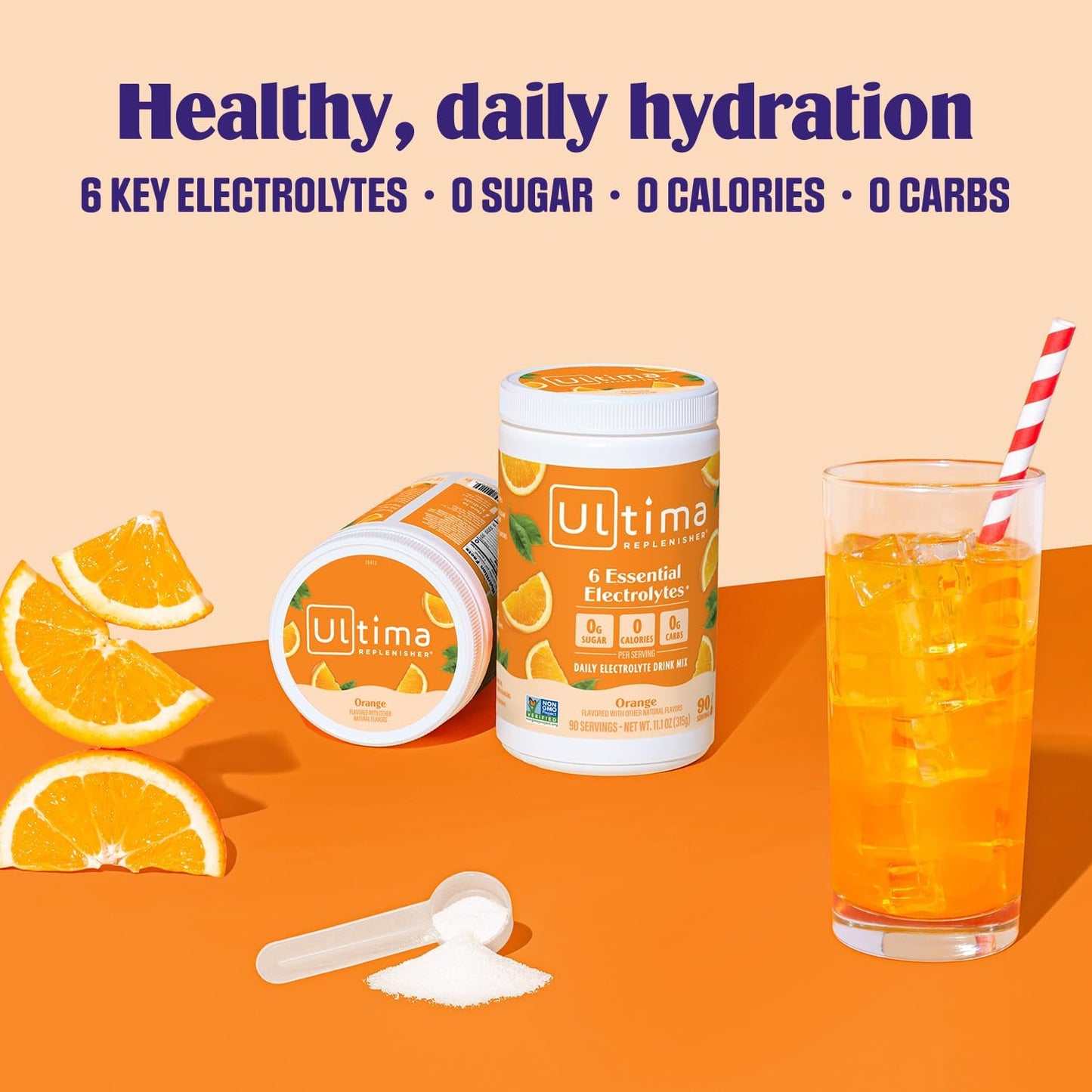 New Ultima Hydrating Electrolyte Powder, Orange, 90 Servings