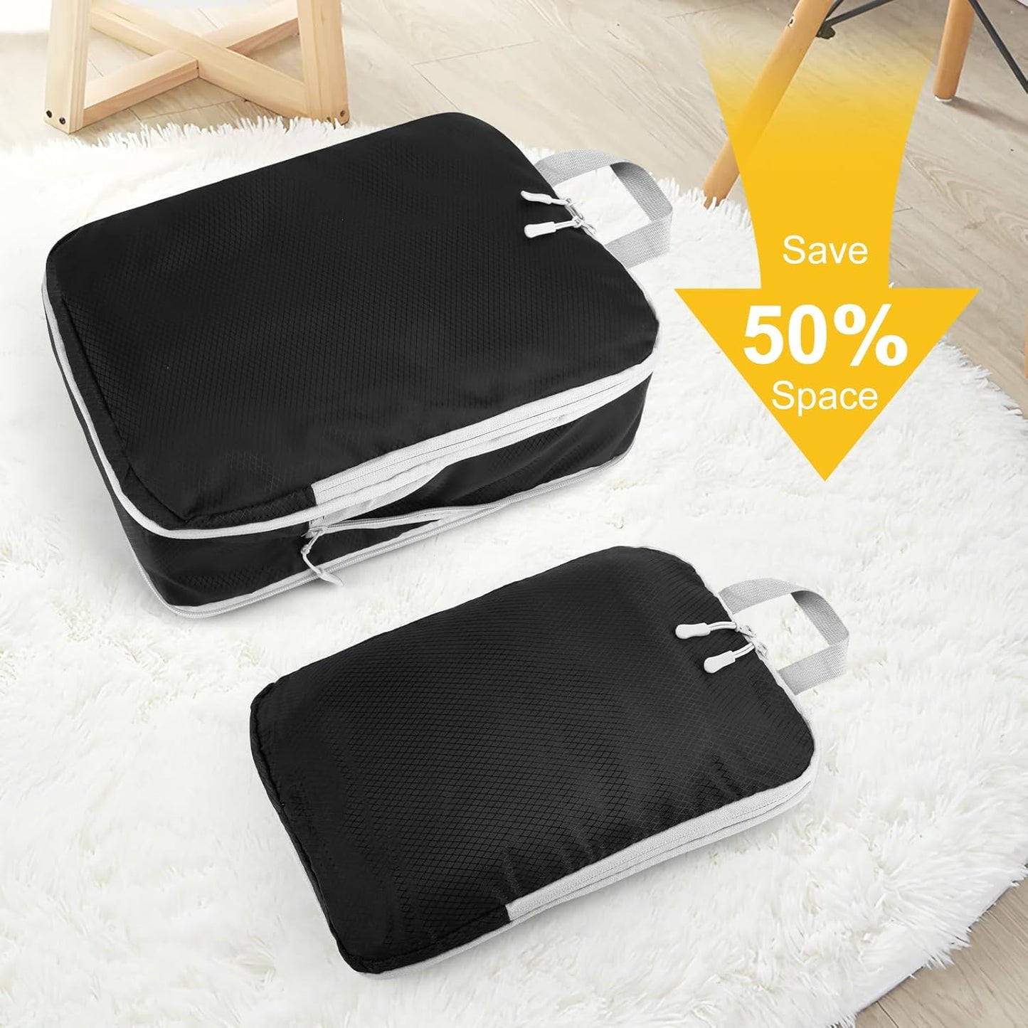 7 Pieces Suitcase Organizer, Packing Cubes Compression Space-Saving, Ultralight Suitcase Set, Travel Organizer for Clothes, Shoes, Underwear, Travel Set for Backpacks or Hand Luggage