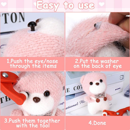 Juome 2Pcs Safety Eye Tool for Crocheting - Crochet Tools for Attaching Crochet Safety Eyes, Auxiliary Tool for 5-30mm Stuffed Animals Safety Eyes Making Supplies