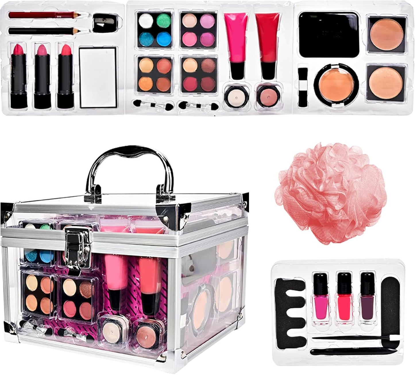 Beginner Makeup Kit per adulti, set completo per donne, strumenti professionali per la bellezza, accessori per il viso, inclusi cosmetici bag, Essential Makeup for New Users, Daily Routine