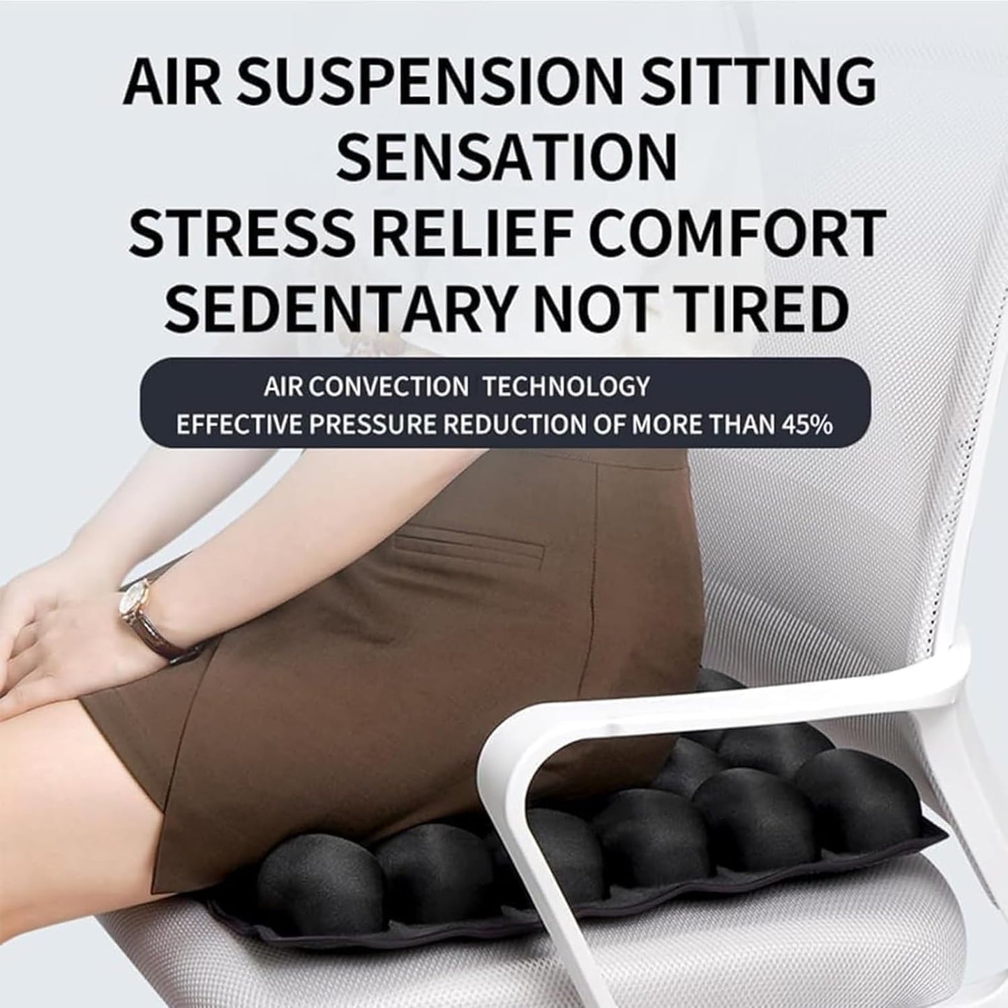 Portable Travel Cushion, 3D Air Cell Seat Cushion, Inflatable Seat Cushions, for Pressure Relief, Comfortable Travel for Airplane, Wheelchair, Car Set, Office Chair, Floor (Black)