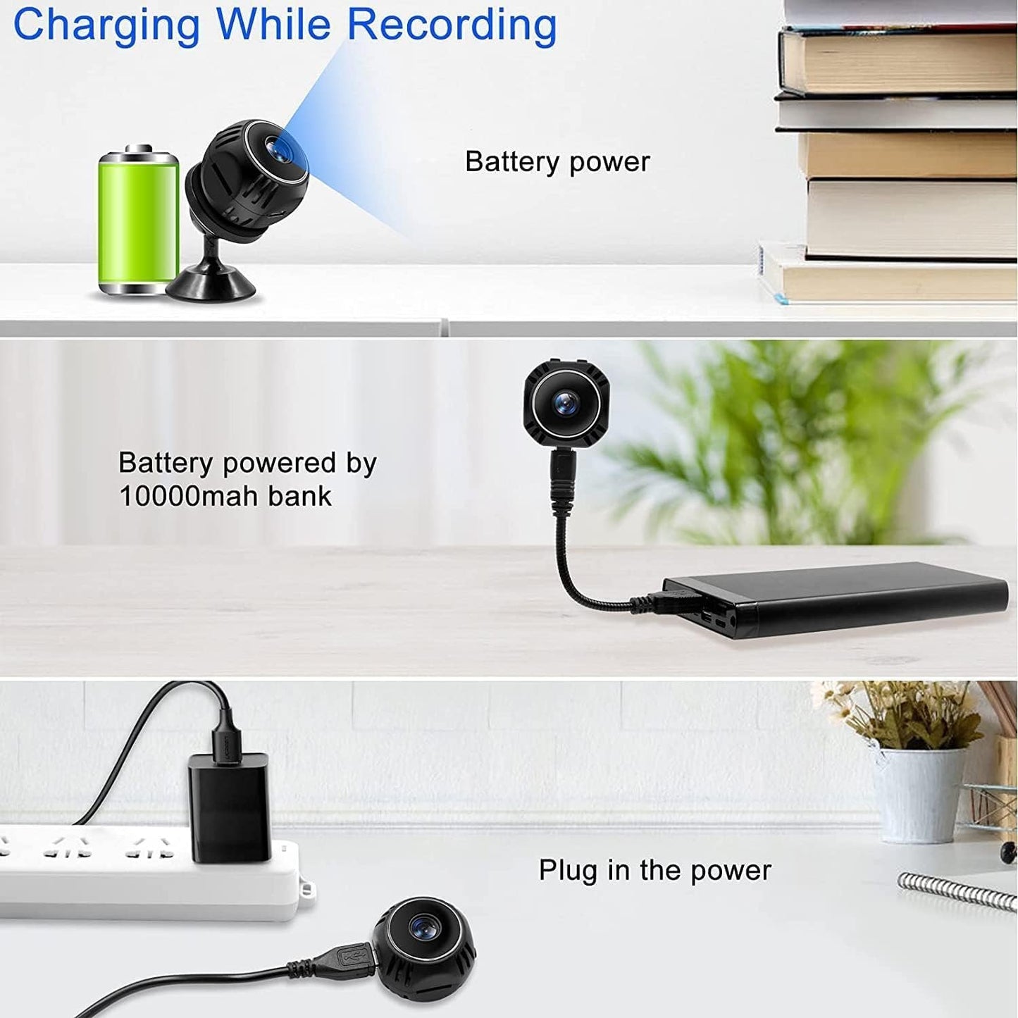 Mini Spy Camera 1080P HD Hidden Camera Portable Small Nanny Cam with Night Vision and Motion Detection - Built-in Battery - Covert Security Camera for Home/Office/Indoor/Outdoor
