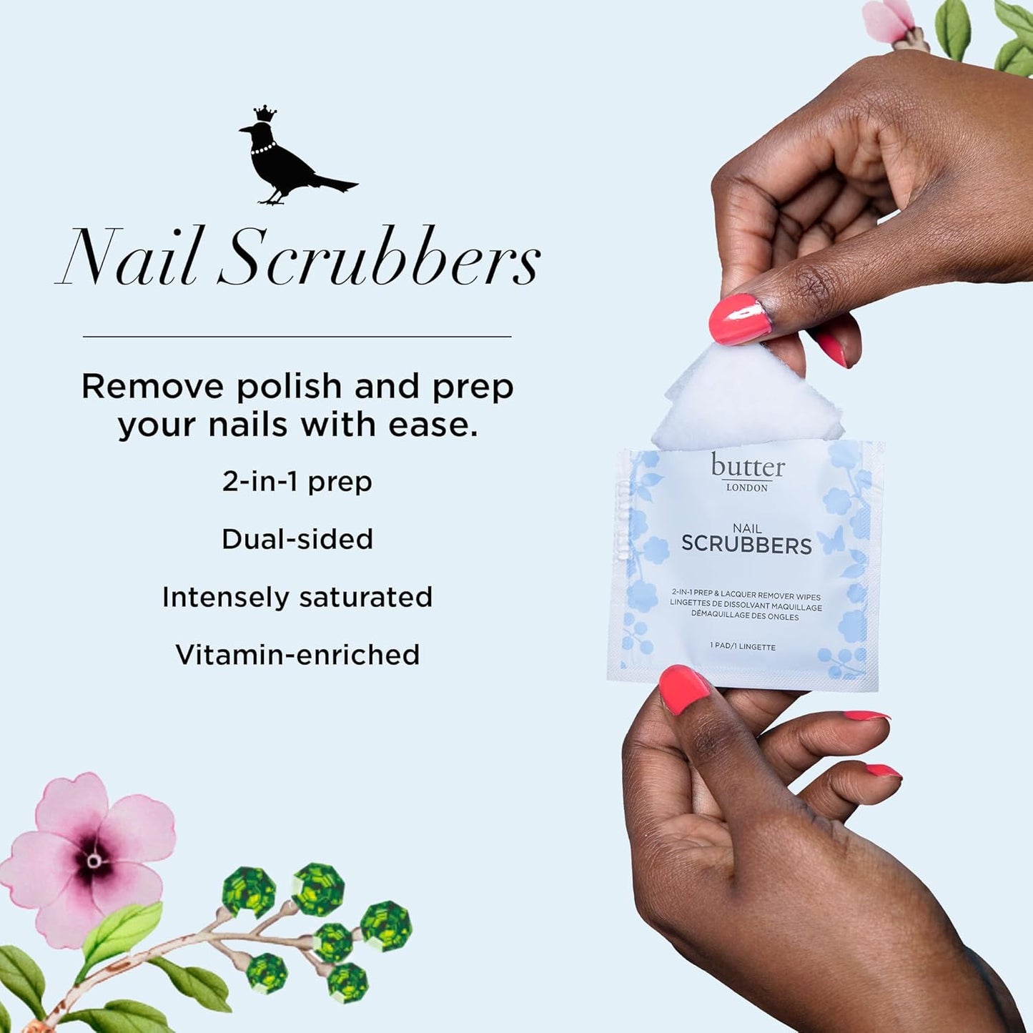 Butter LONDON Nail Polish Remover Pads, Nail Scrubbers - 2-in-1 Prep & Lacquer Remover Nail Wipes - Travel-Friendly Gel Fingernail Polish Remover -...