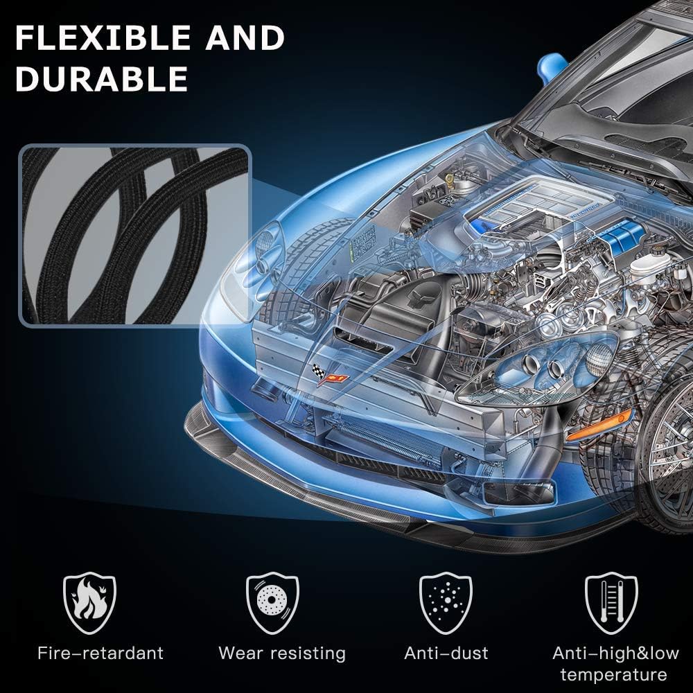 AGPTEK Cable Management Sleeve Cover, Cord Management System for Desk PC TV Computer Projector Wires Protection and Organization, Home, Theater and Office, 10ft - 4/5inch, Black