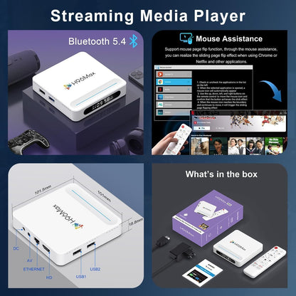 Android 14.0 TV Box 2025, LEFFOT H618 Plus 8K UHD Streaming Device for TV, 4GB RAM/128GB ROM, Smart TV Box with HDR10+, 2.4G/5G Dual-Band WiFi 6, BT 5.0, Voice Control, Allwinner H618 Quad core A53