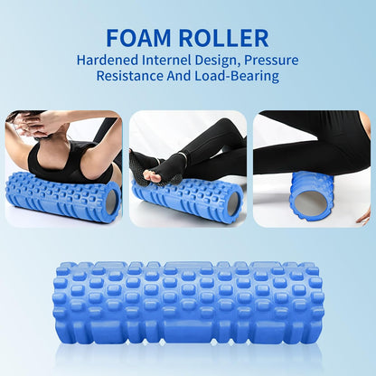 oolong High-Density Foam Roller for Deep Tissue Massage, Muscle Recovery & Myofascial Release – Portable Gym, Yoga, Fitness Therapy Roller for Back, Legs, Shoulders (Blue)