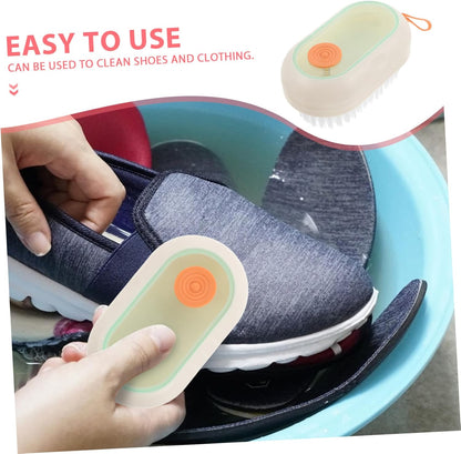 Levemolo Multifunctional Cleaning Brush with Liquid Dispenser Manual Press Shoe and Clothes Scrub Brush Soft Bristles for Easy Cleaning Essential Tool for Home Care