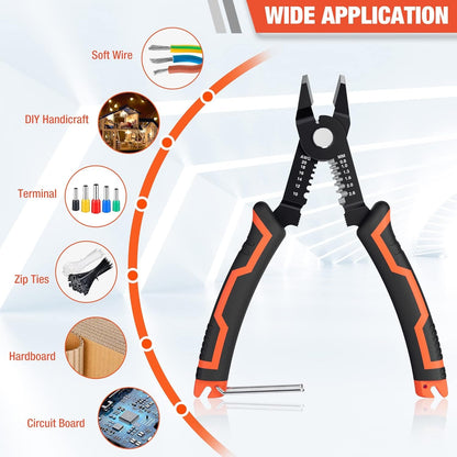 ValueMax Wire Stripper and Cutters, 10-22 AWG Wire Stripper Tool, 6-inch Flush Cutters with Safety Lock and Curved Bevel Design, Suitable for Electronics, Jewelry, 3D Printing, and Crafts