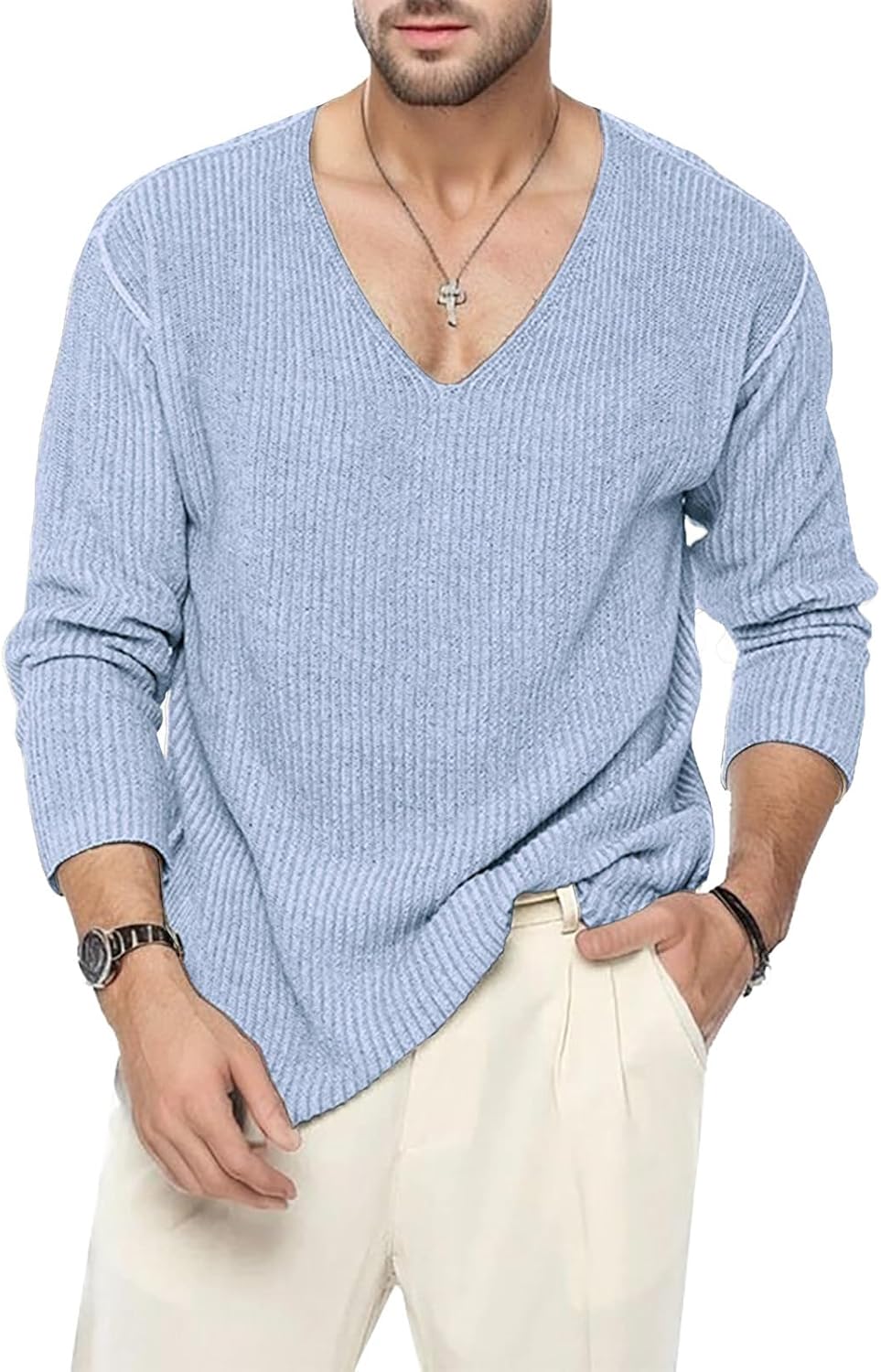 T Shirt Slim Fit Men's Basic Long Sleeve Polo Shirt with Buttons, Work Sweatshirts High Neck Polo Shirt Rock Men's Long Sleeve Pure Cotton Elegant Top Classic Stitching