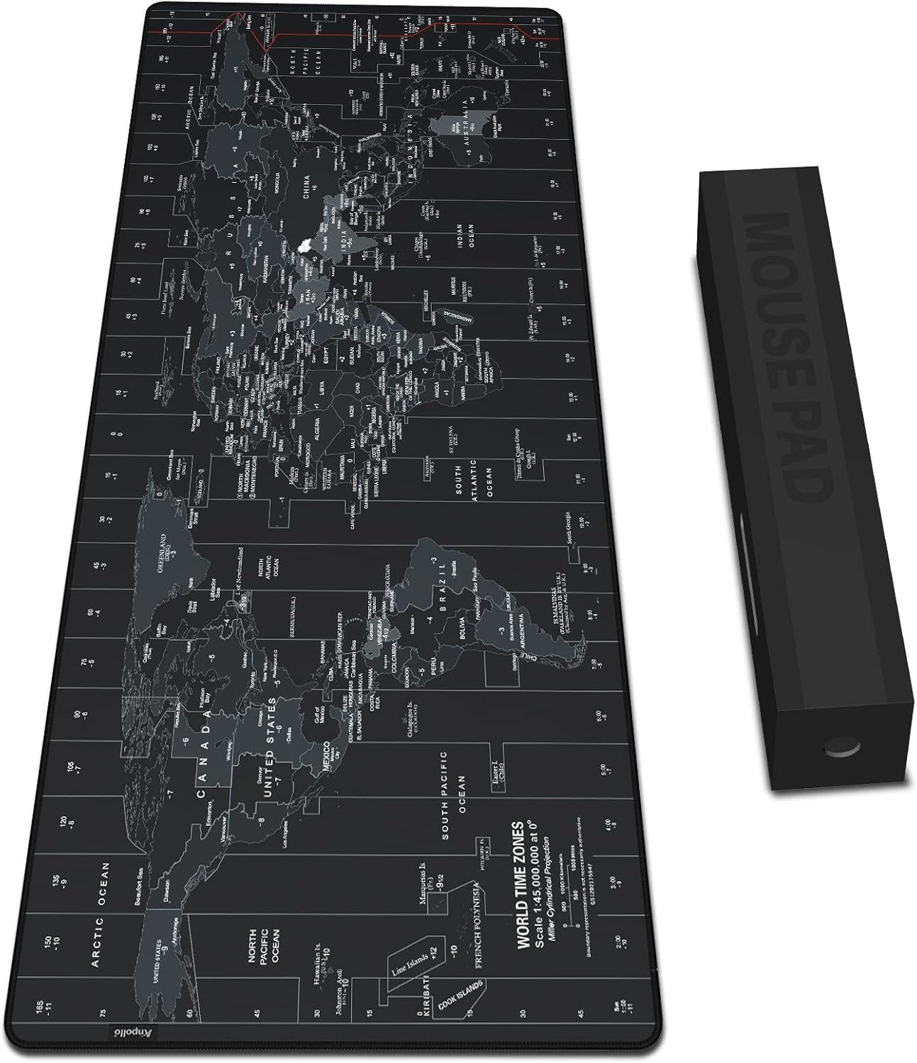 Anpollo Extended Speed Gaming Mouse Pad Large Size 35.4 x 15.7 inches Desk Mat Mousepad with Personalized Design - Black World Map