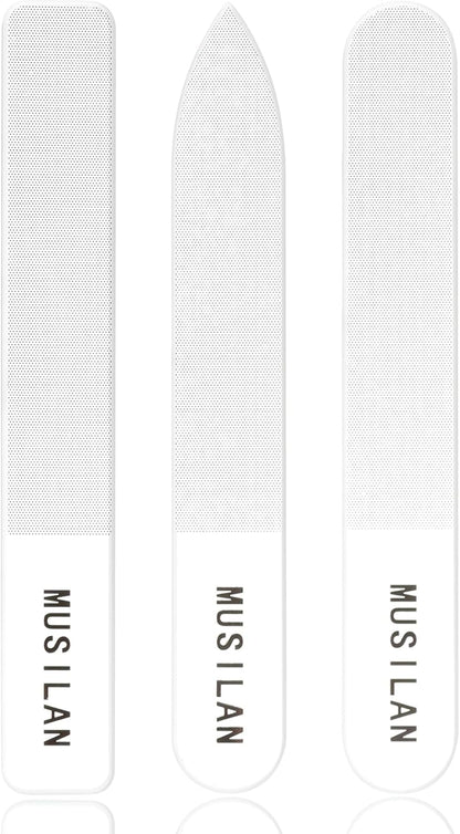 MUSILAN 3PCS Crystal Glass Nail Files Buffers Set,Glass Fingernail File for Professional Manicure Pedicure Nail Care of 3 Crystal Nail File,Glass Nail File for Natural Nails & Acrylic Nails,Precision Filing and Smooth Finish Glass Nail Files With Cases