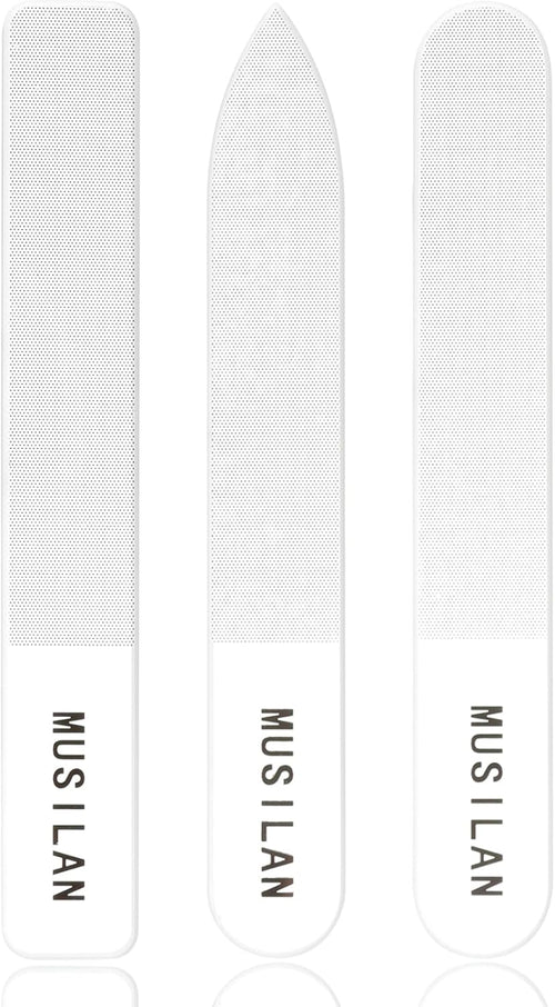 MUSILAN 3PCS Crystal Glass Nail Files Buffers Set,Glass Fingernail File for Professional Manicure Pedicure Nail Care of 3 Crystal Nail File,Glass Nail File for Natural Nails & Acrylic Nails,Precision Filing and Smooth Finish Glass Nail Files With Cases